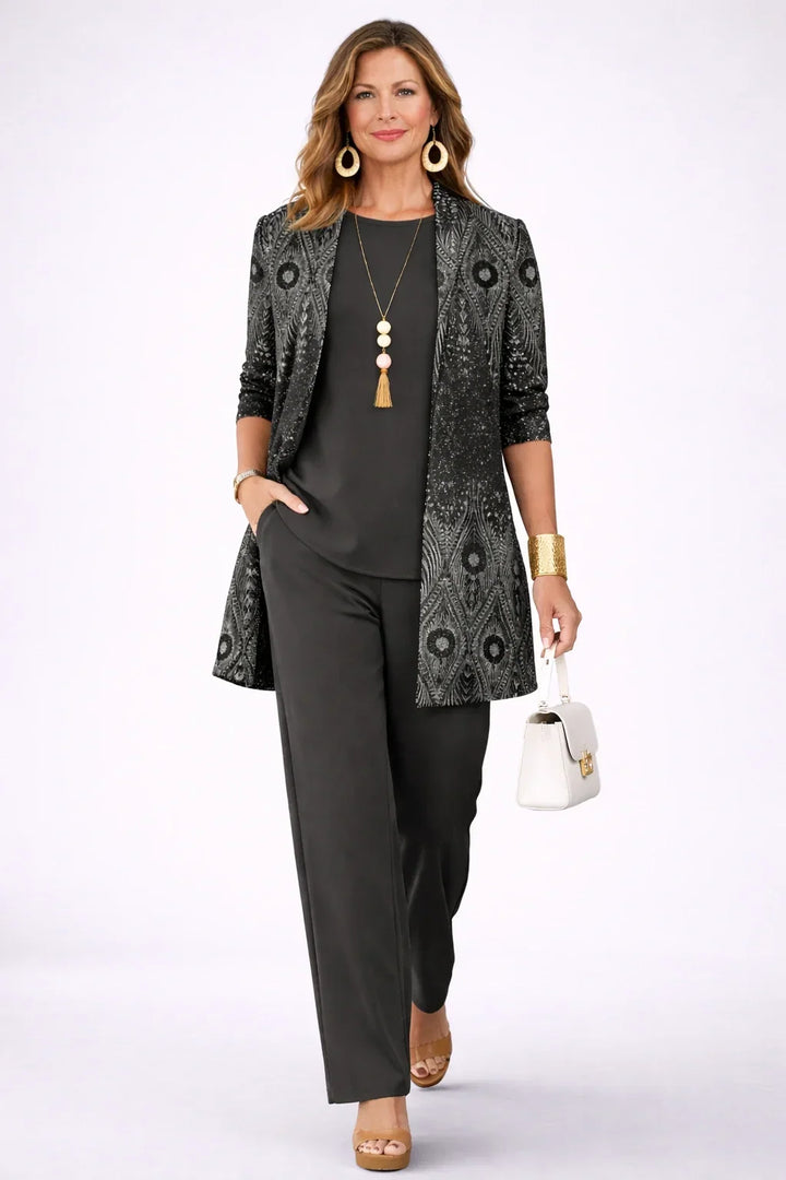 Beatrice | Black &amp; Silver Paisley Three-Piece Set