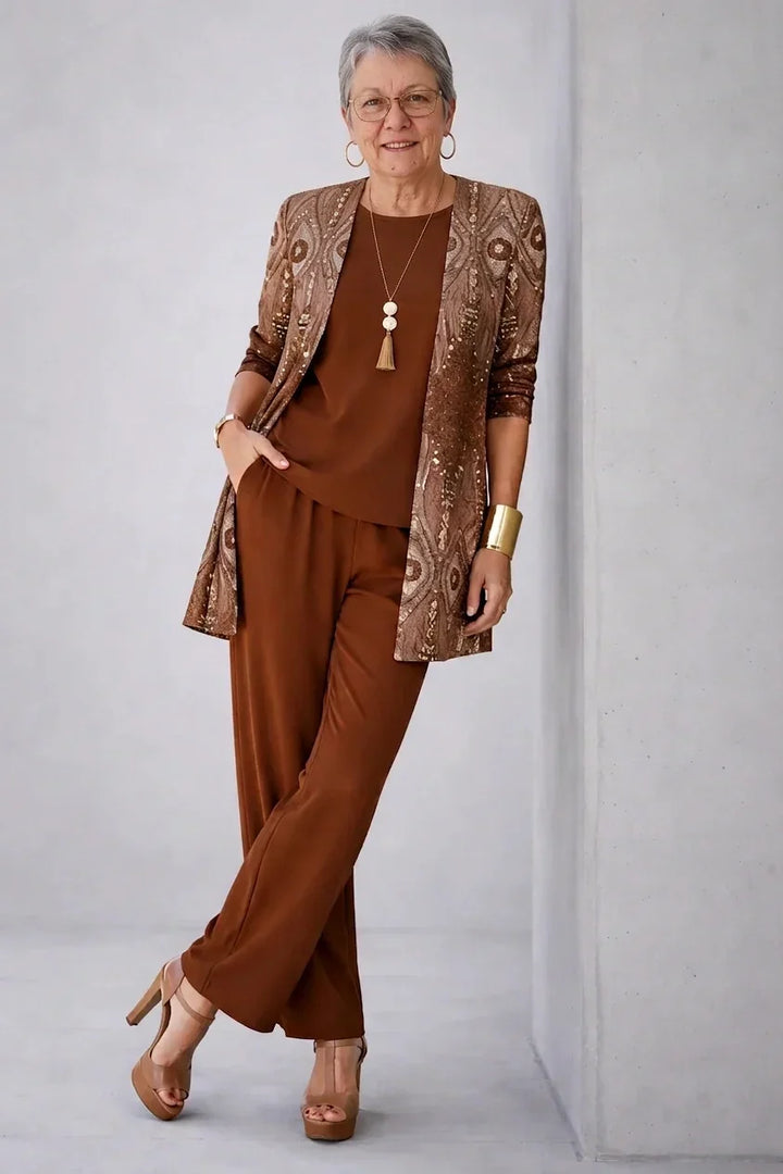 Davina | Rust Paisley Three-Piece Set