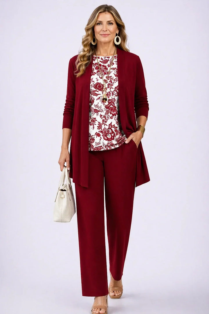 Jocelyn | Burgundy Floral Three-Piece Set