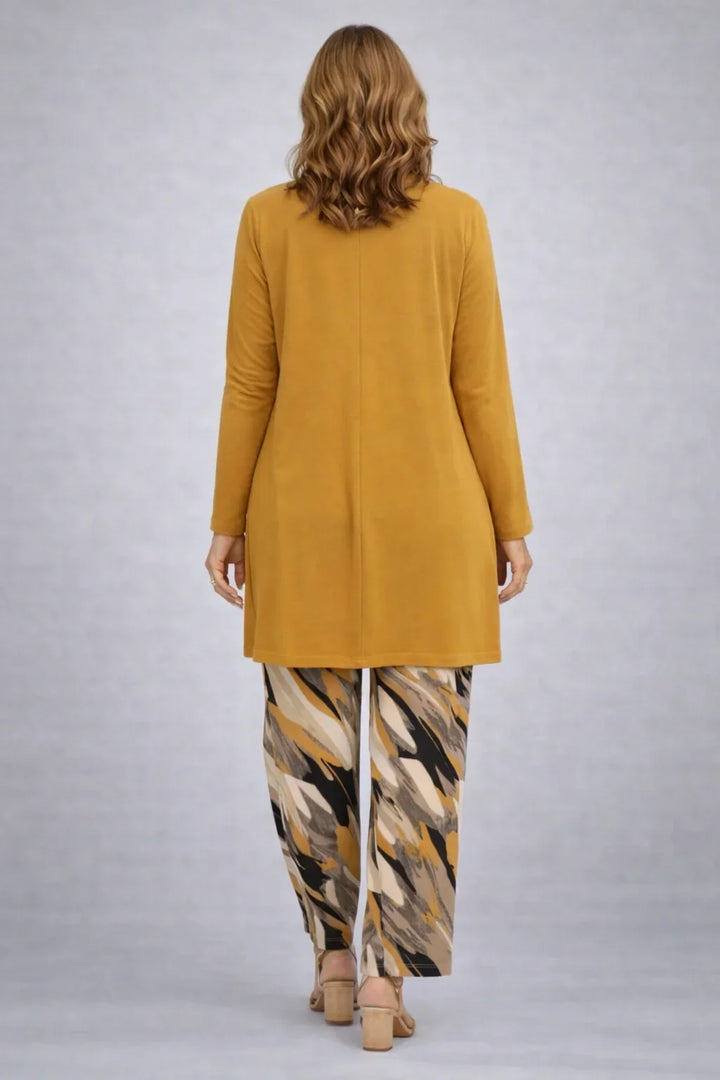 Ottilie | Mustard Three-Piece Set with Printed Trousers