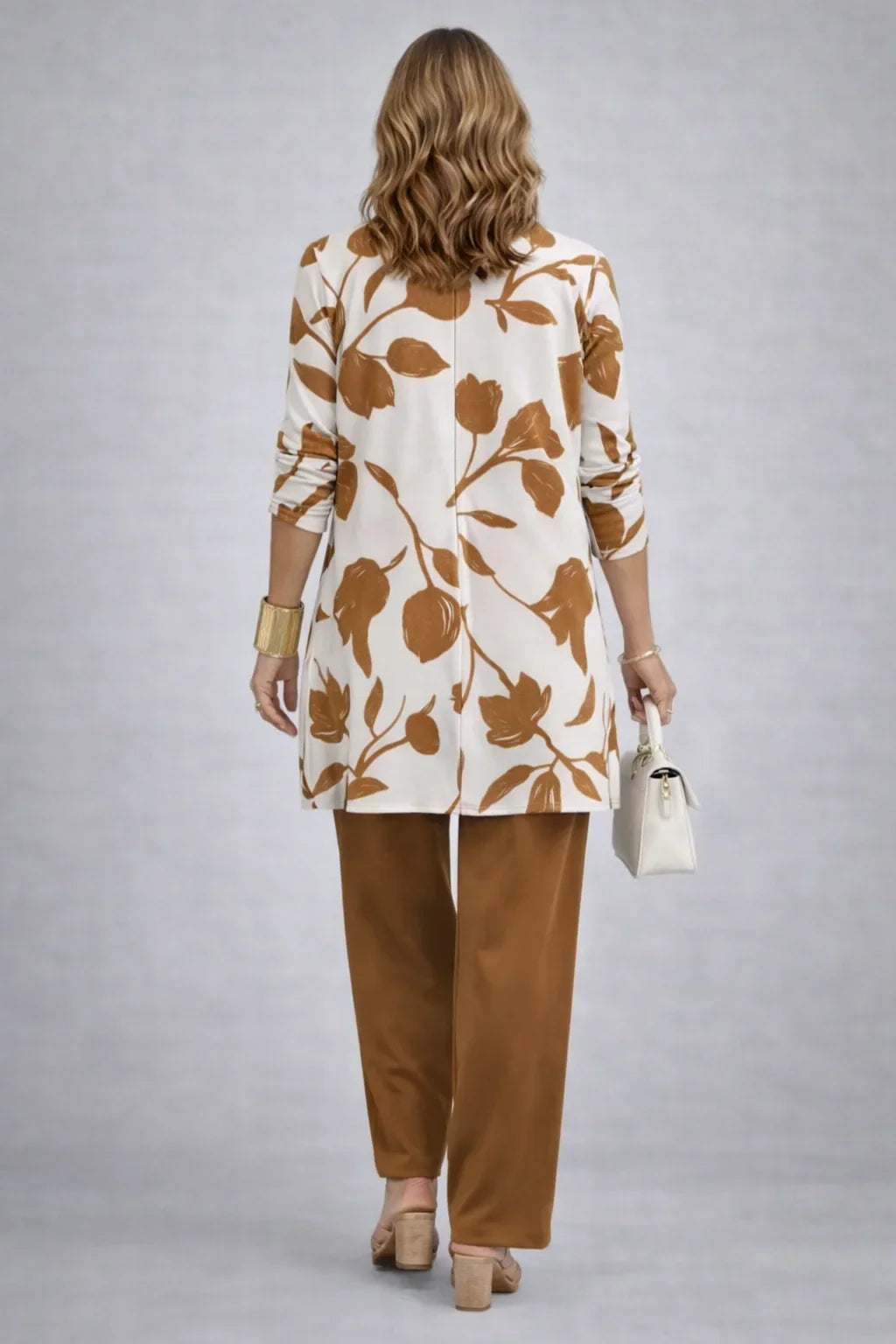 Verity | Caramel Leaf-Print Three-Piece Set