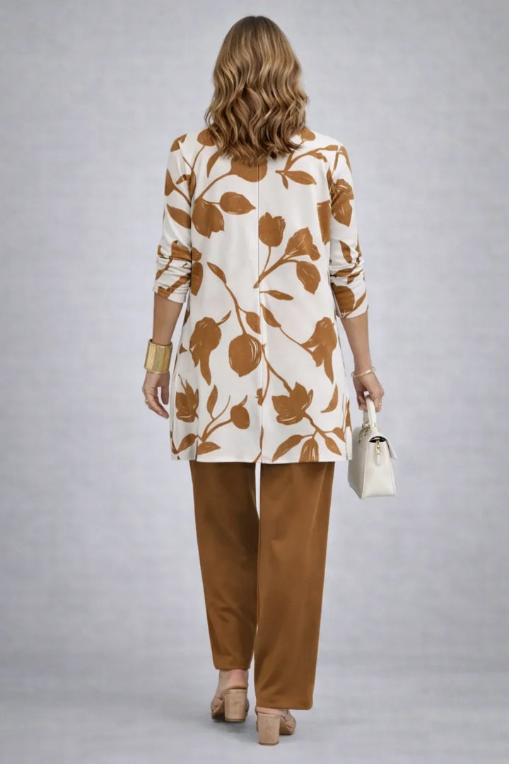 Verity | Caramel Leaf-Print Three-Piece Set