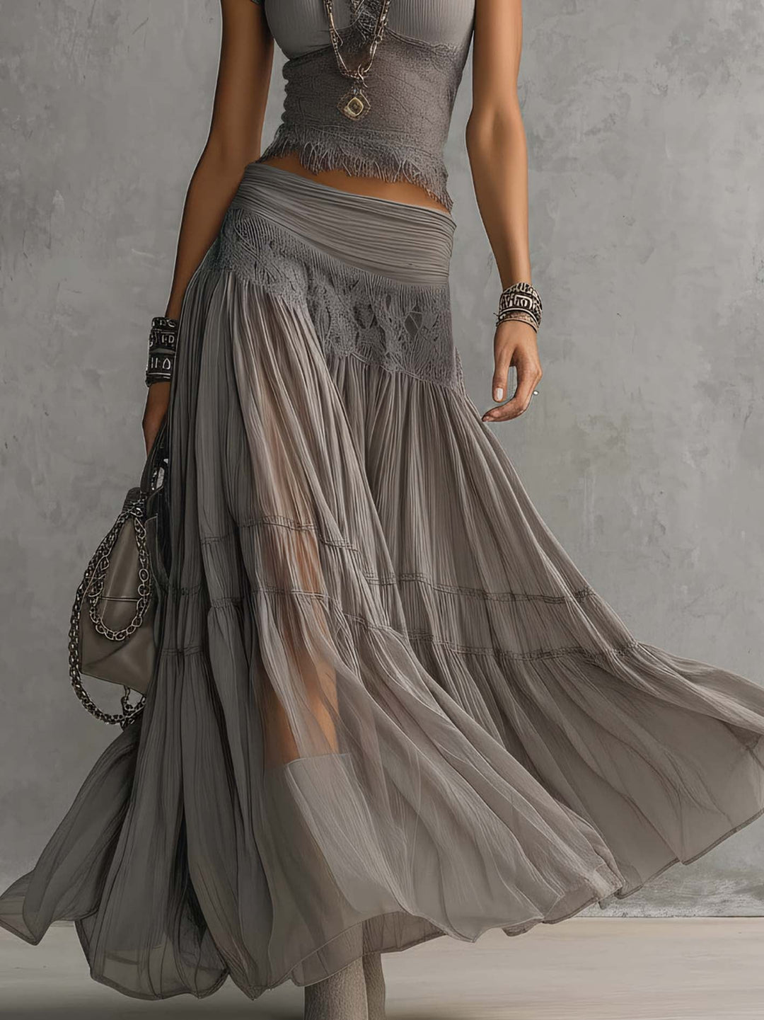 Yolanda | Kanten tweedelige maxi-set