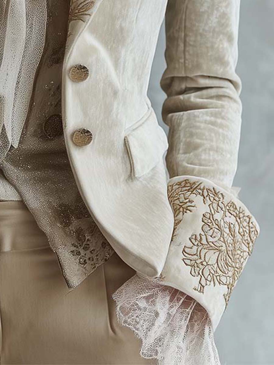 Christel | Ivory Embroidered Blazer