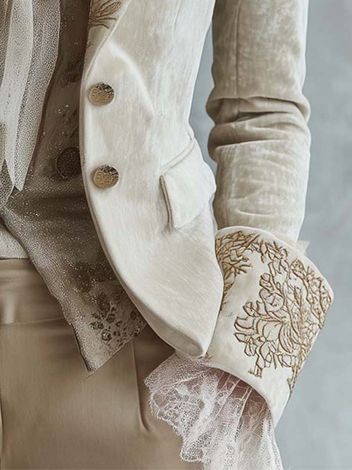Christel | Ivory Embroidered Blazer