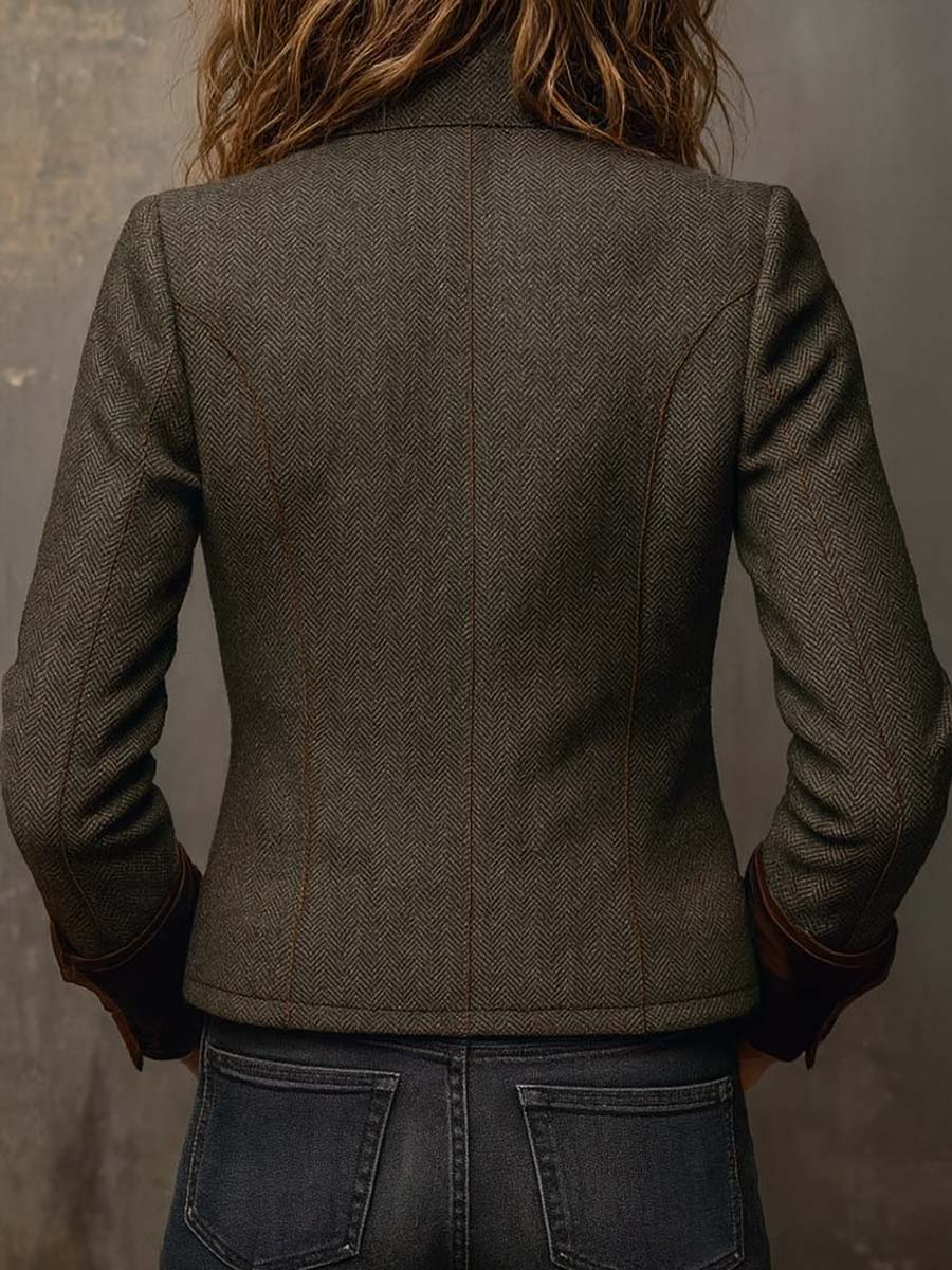 Ingeborg | Vintage Blazer met Visgraatpatroon