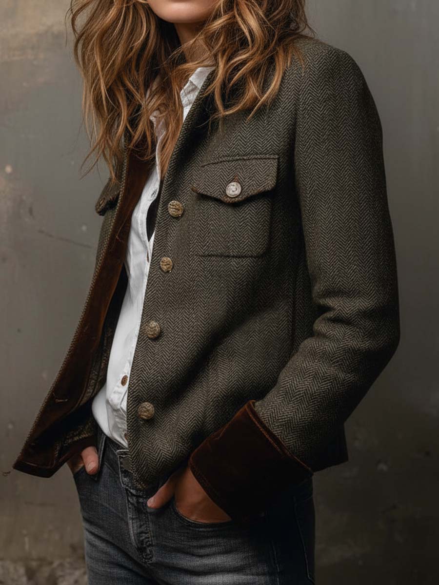 Ingeborg | Vintage Blazer met Visgraatpatroon