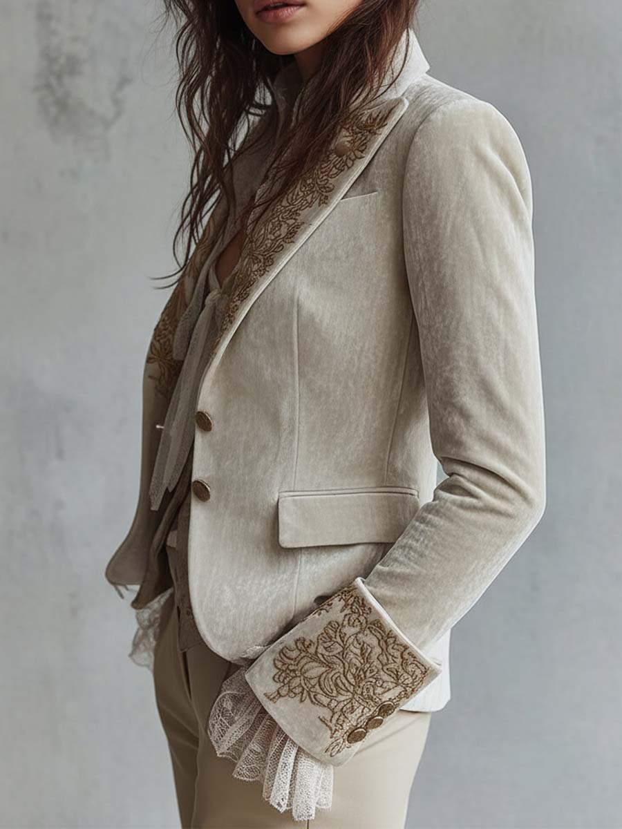Christel | Ivory Embroidered Blazer