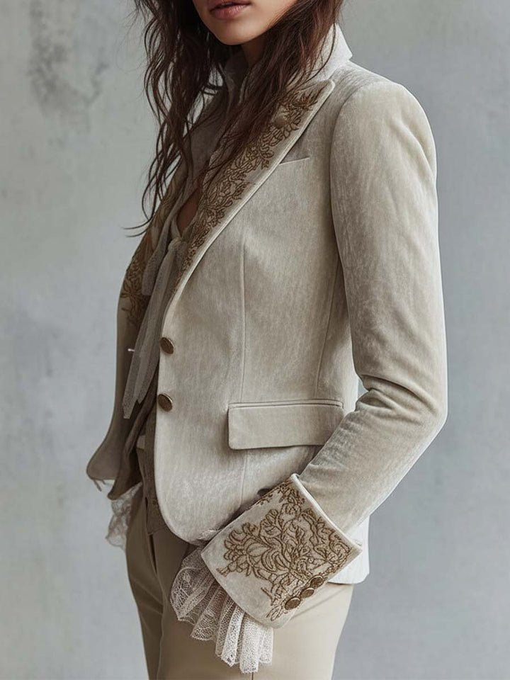 Christel | Ivory Embroidered Blazer