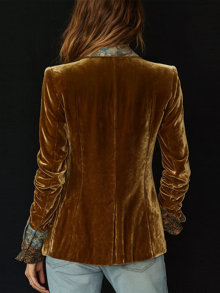 Mireille | Vintage Patchwork Blazer met Bloemenprint