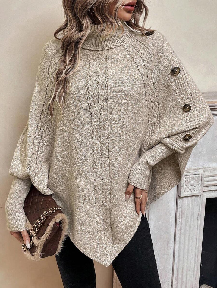 Alexis™ | High Neck Batwing Poncho Sweater