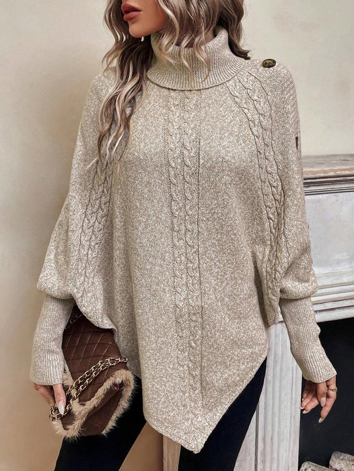 Alexis™ | High Neck Batwing Poncho Sweater