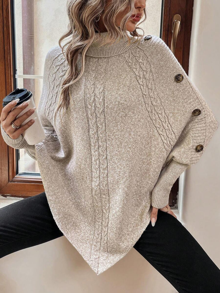 Alexis™ | High Neck Batwing Poncho Sweater
