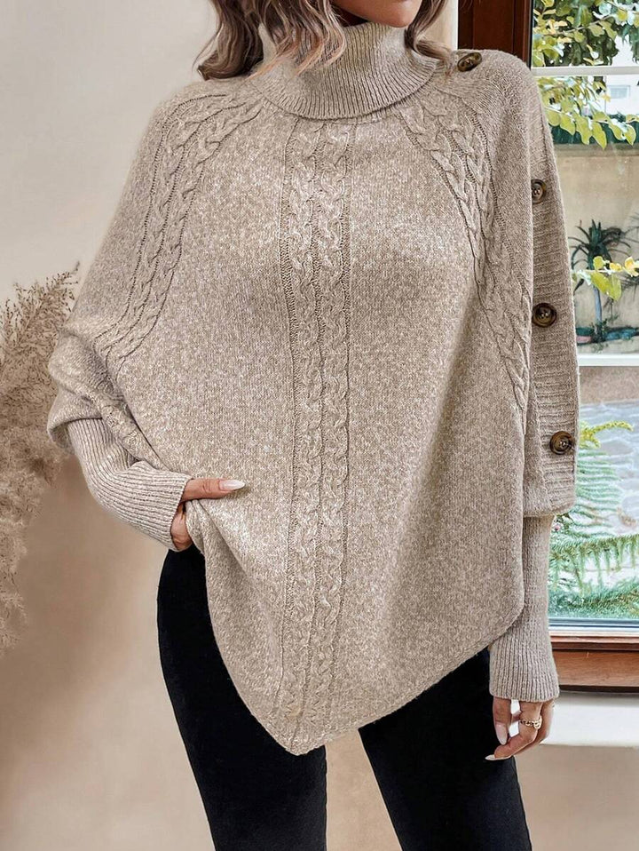 Alexis™ | High Neck Batwing Poncho Sweater