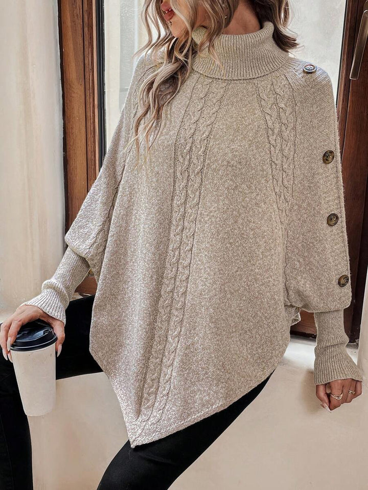 Alexis™ | High Neck Batwing Poncho Sweater