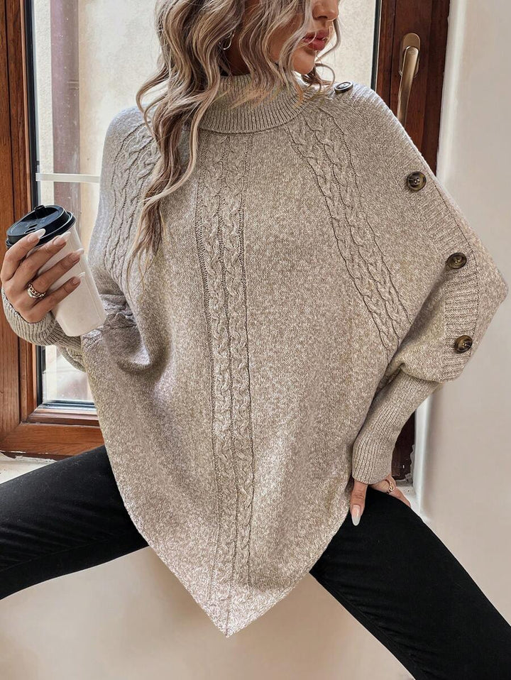 Alexis™ | High Neck Batwing Poncho Sweater
