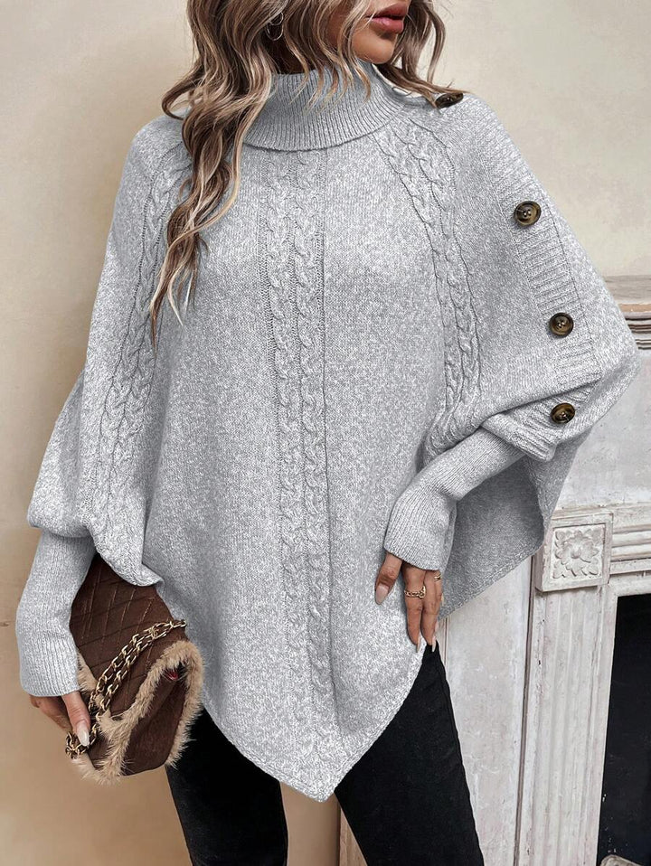 Alexis™ | High Neck Batwing Poncho Sweater