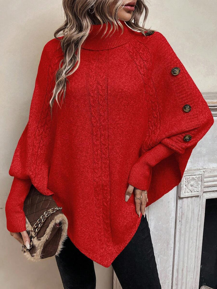 Alexis™ | High Neck Batwing Poncho Sweater
