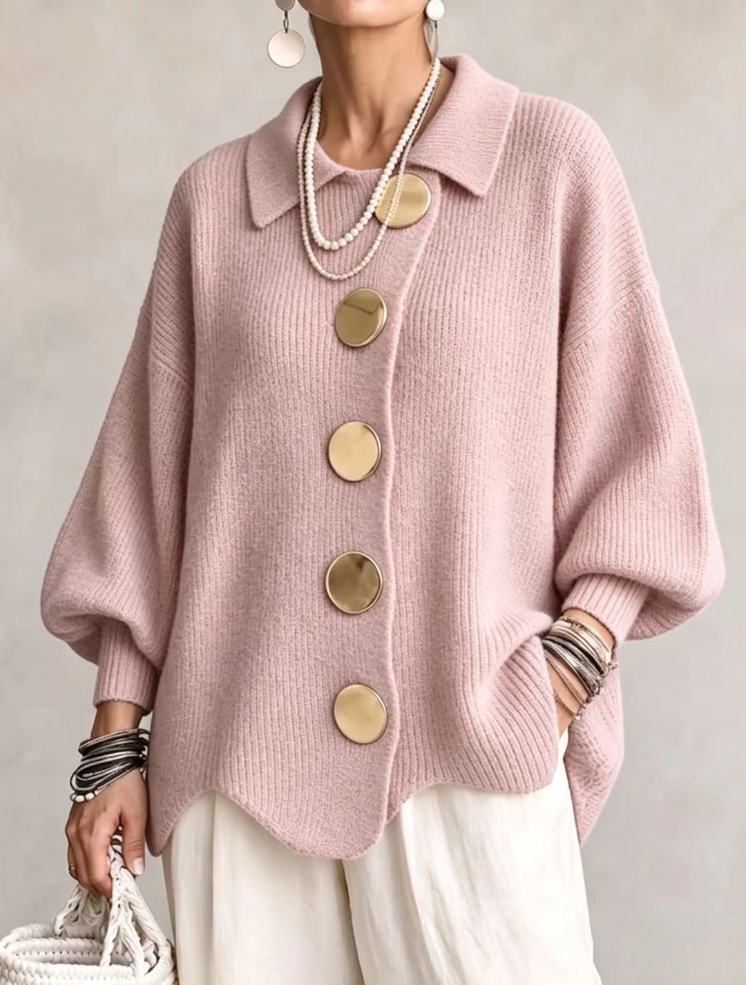 Isla | Oversized Collared Button Cardigan