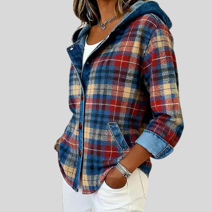 Ida | Geruit shacket met capuchon