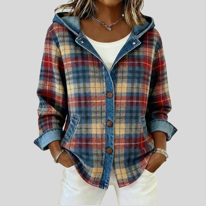 Ida | Geruit shacket met capuchon
