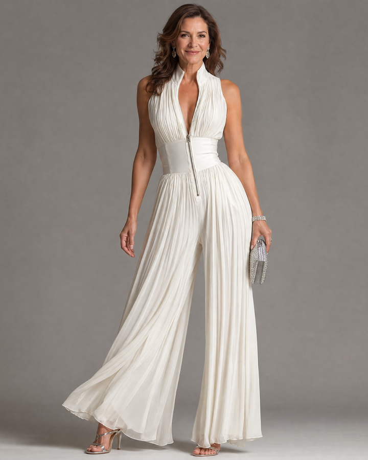 Marlies | Jumpsuit met halter en wijde broek