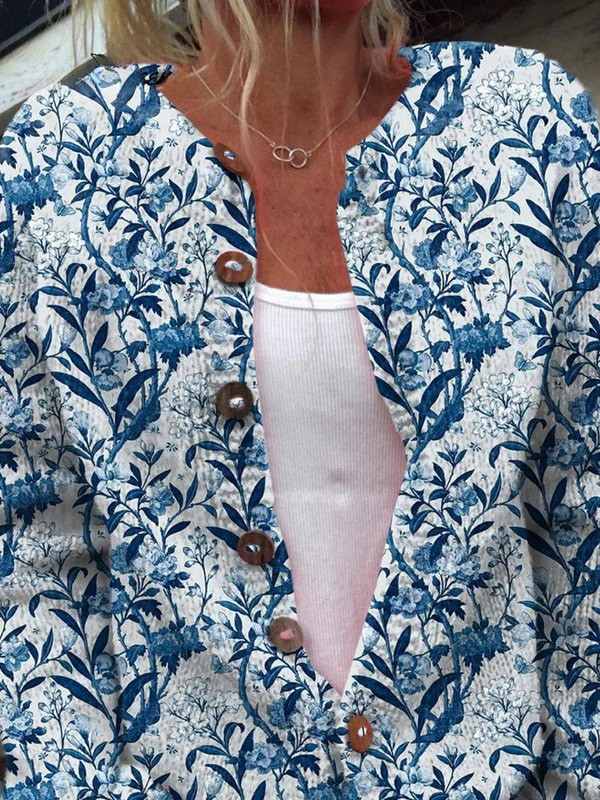 Clementine™ | Vintage Floral Button-Front Cardigan