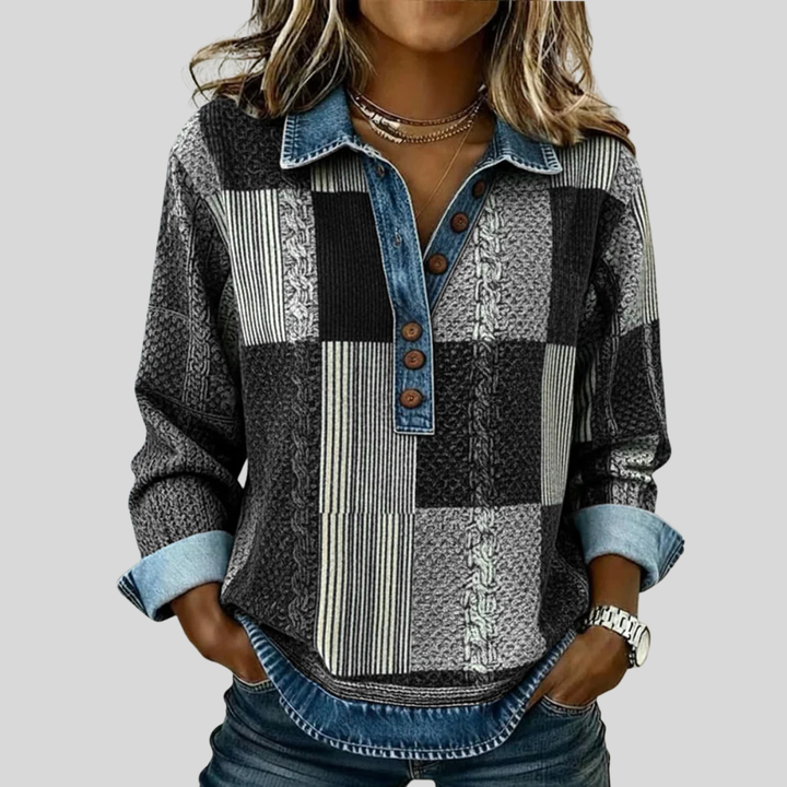Truus | Sweater met colorblock print