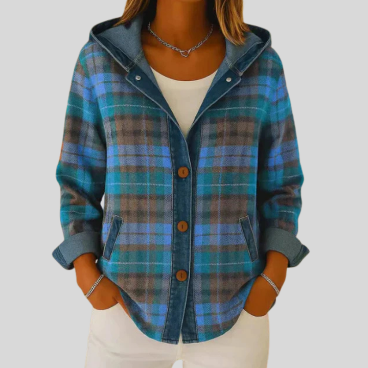 Ida | Geruit shacket met capuchon