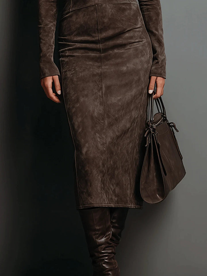 Lorène | Midi Long Brown Dress
