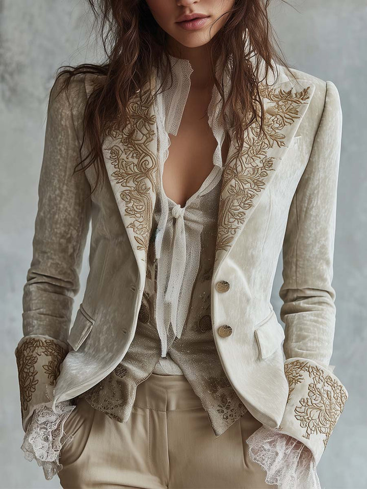 Christel | Ivory Embroidered Blazer
