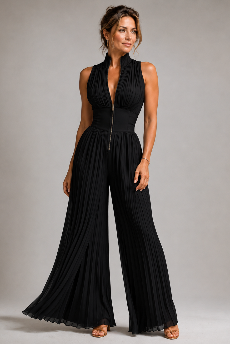 Ingrid | Pleated Halter Jumpsuit