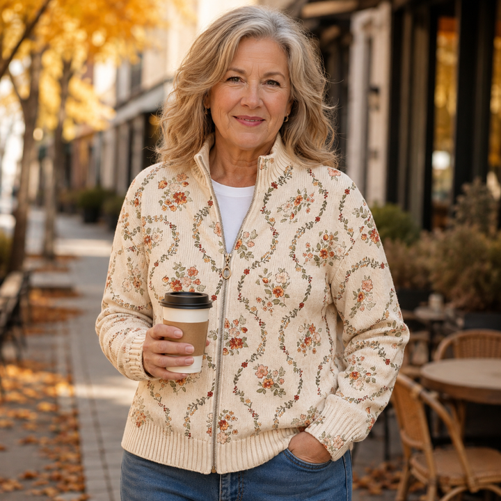 Femke | Vest met bloemenprint en rits