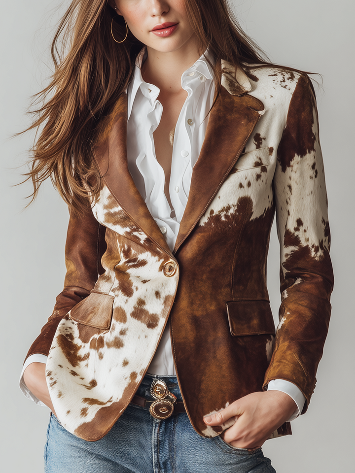 Chantal | Vintage Blazer with Cow Print