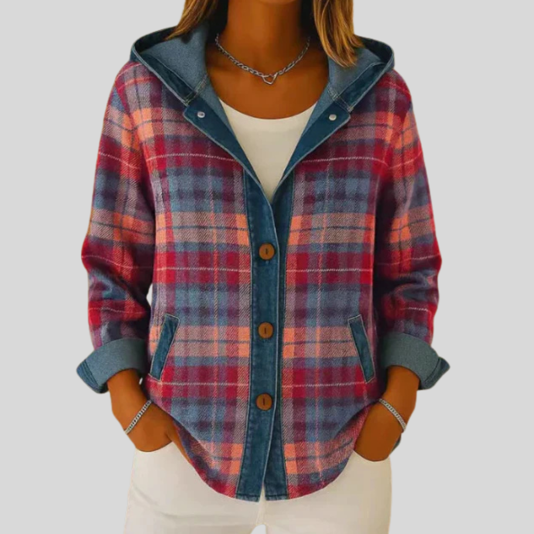 Ida | Geruit shacket met capuchon