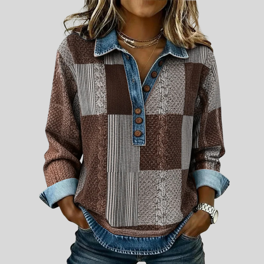 Truus | Sweater met colorblock print