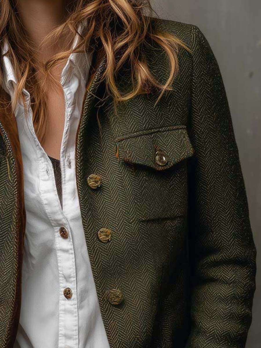 Ingeborg | Vintage Blazer met Visgraatpatroon