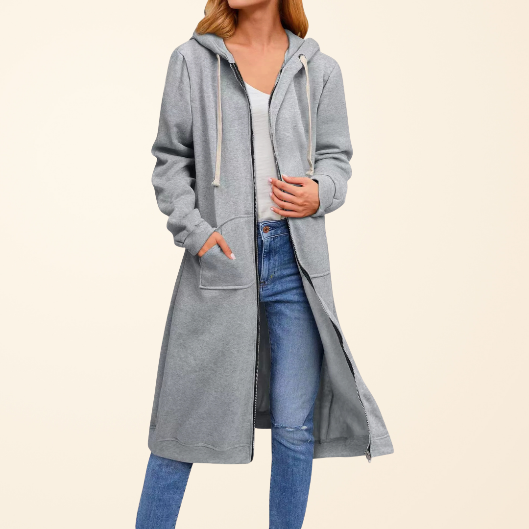 Briony | Relaxed Zip-Up Longline Cardigan