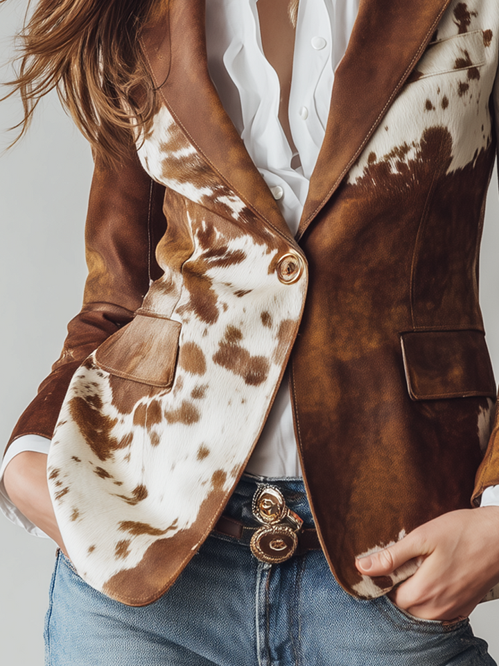 Chantal | Vintage Blazer with Cow Print