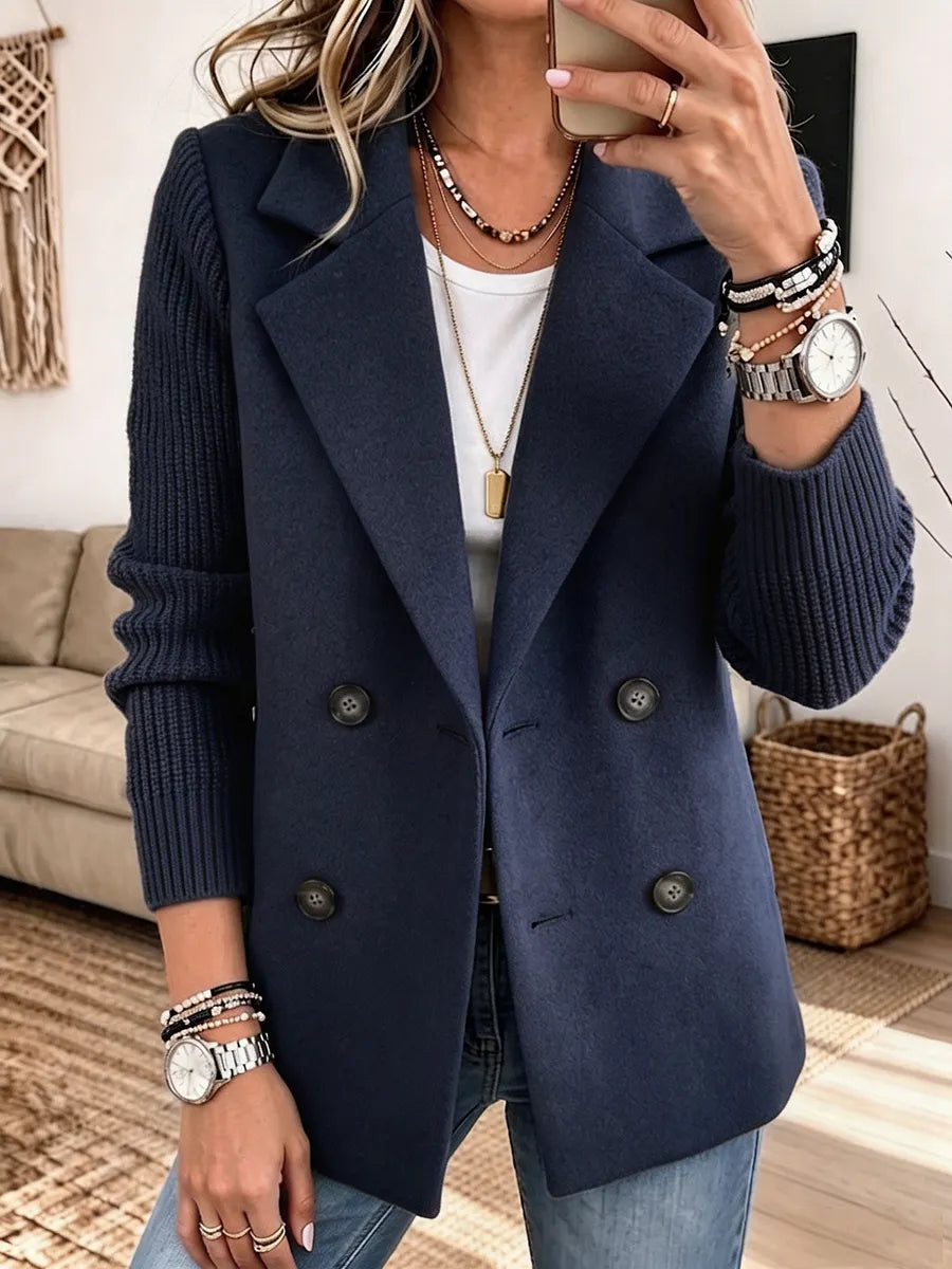 Samara | Textured Blazer with Knit Sleeves