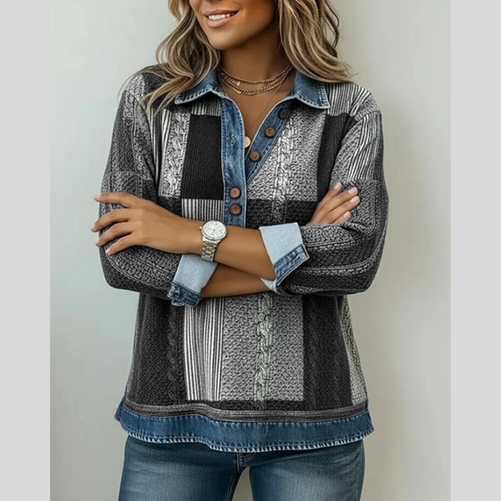 Truus | Sweater met colorblock print