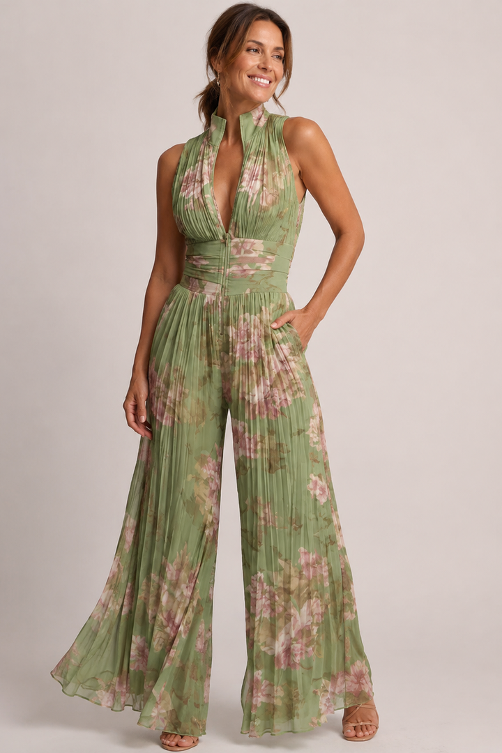 Ingrid | Pleated Halter Jumpsuit