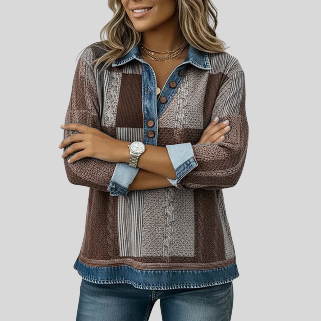 Truus | Sweater met colorblock print