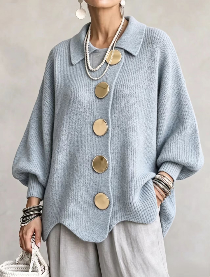 Isla | Oversized Collared Button Cardigan