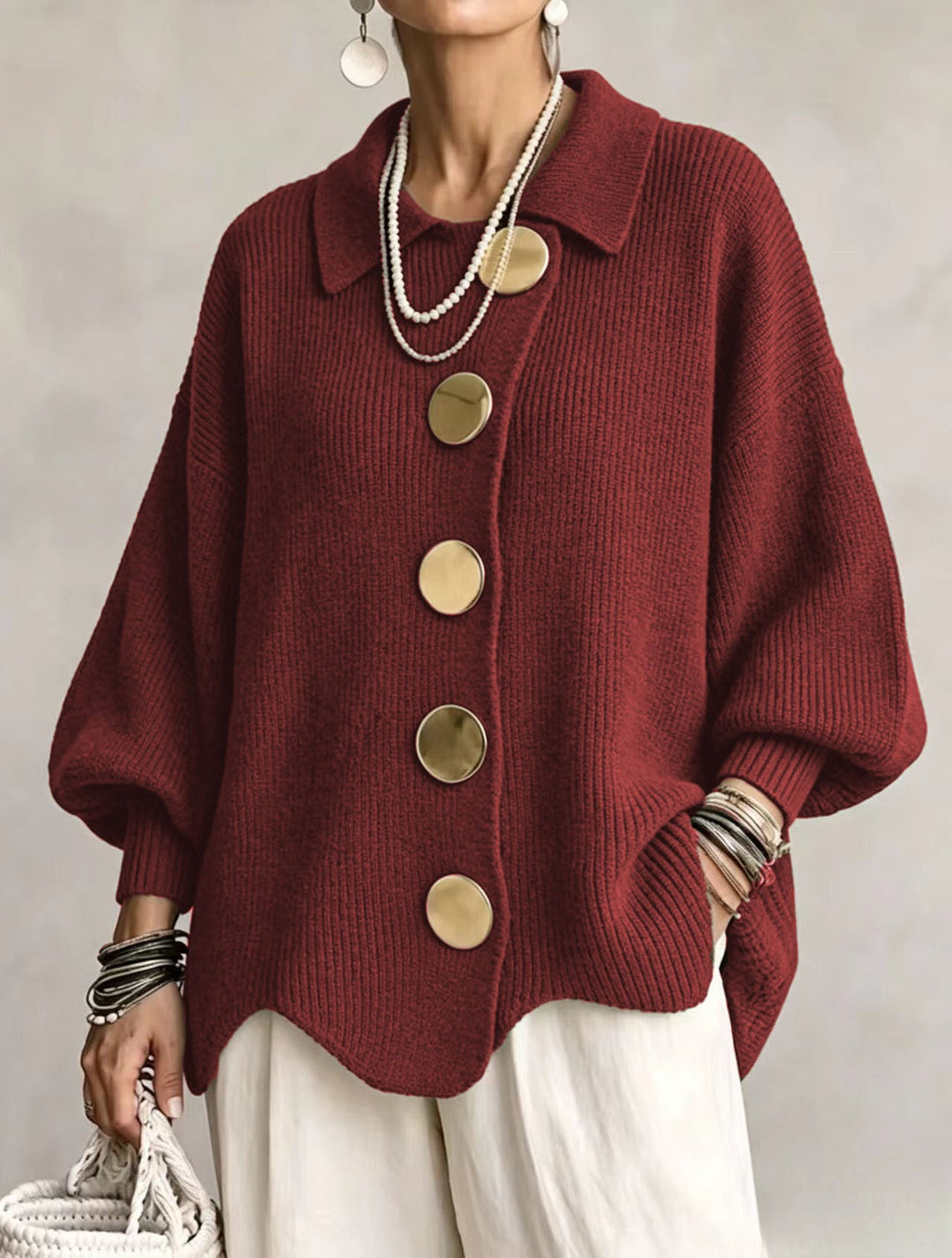 Isla | Oversized Collared Button Cardigan