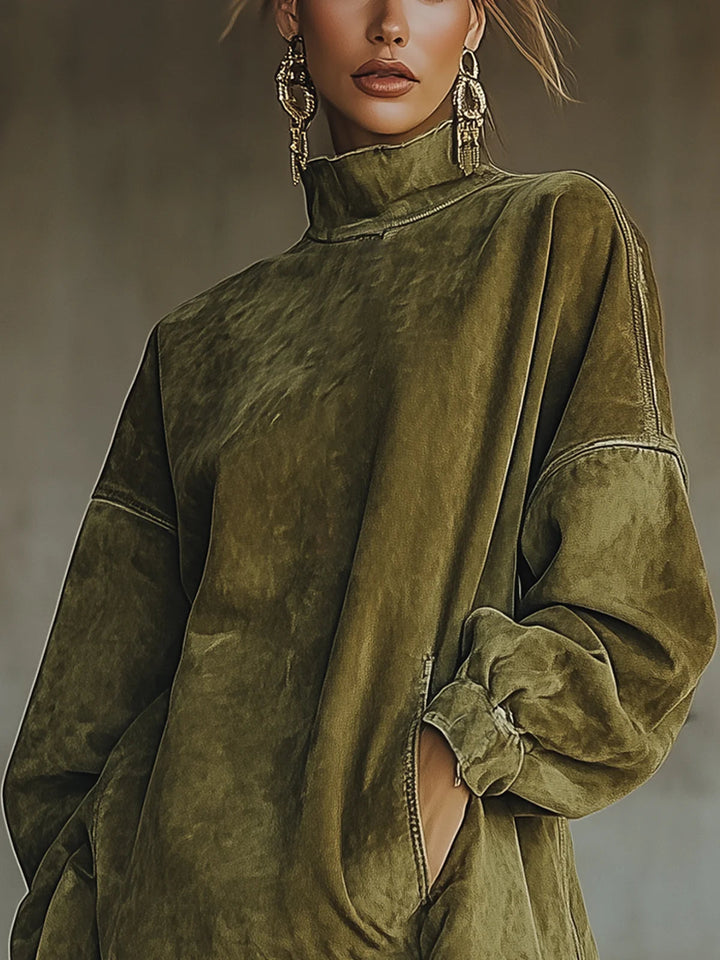Gabrielle | High Collar Dress with Fringes