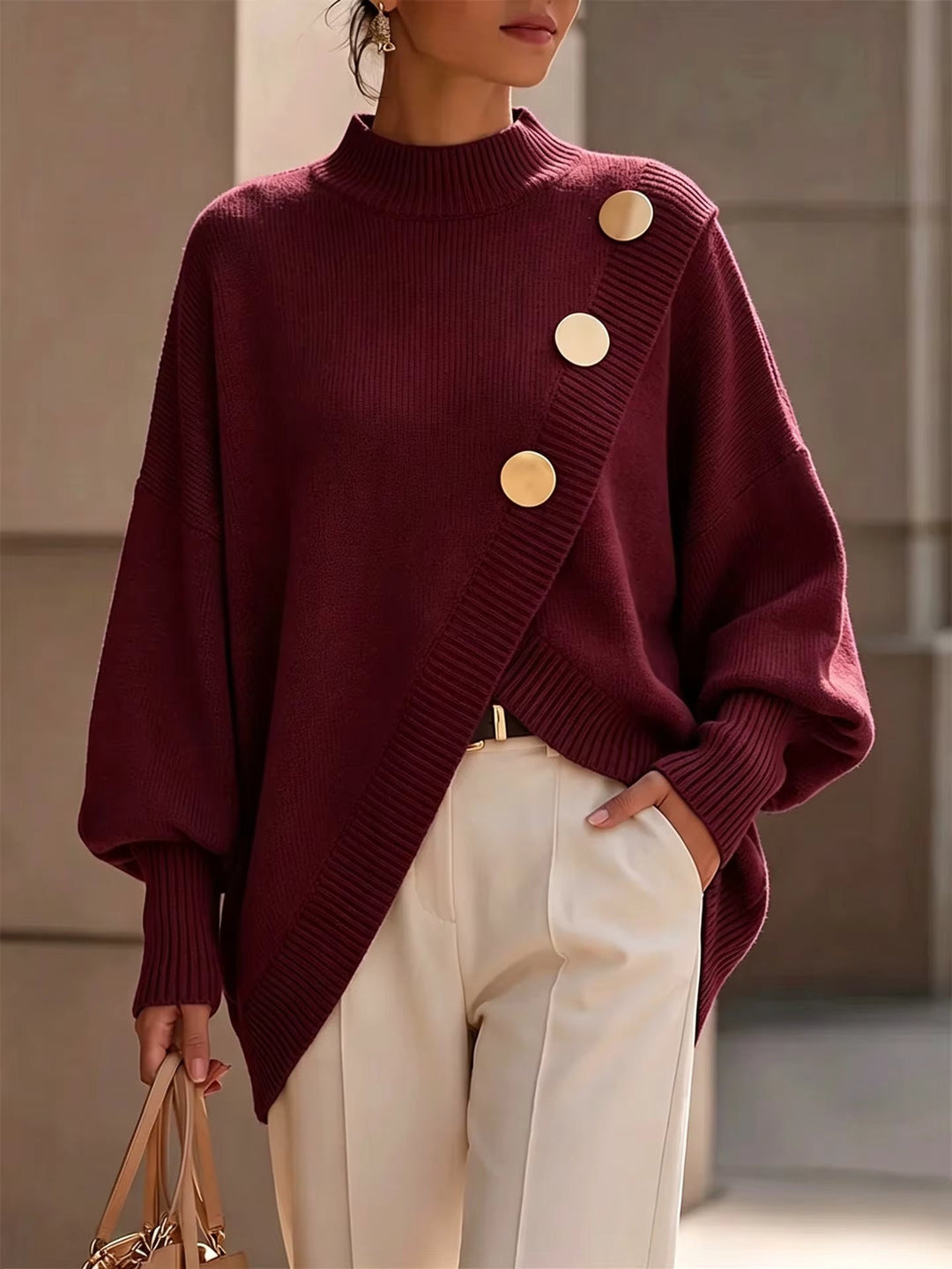 Amelia | Button Detail Knit Sweater