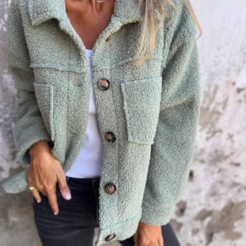 Harriet™ | Soft Teddy Button Jacket