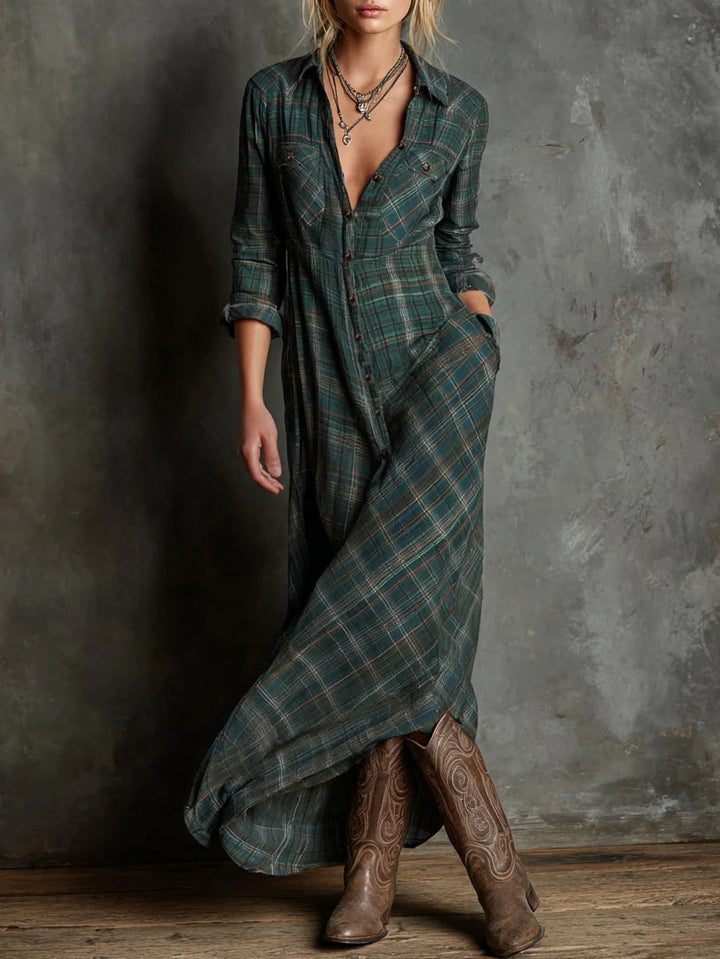 Valentine | Long Checked Dress