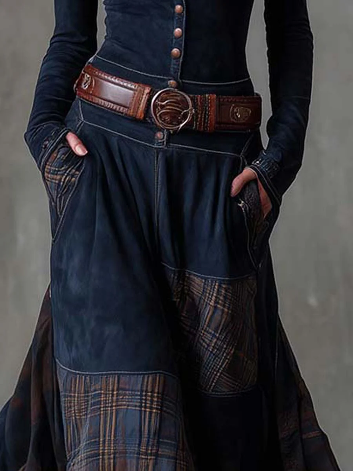 Élise | Suede Maxi Dress with Belt